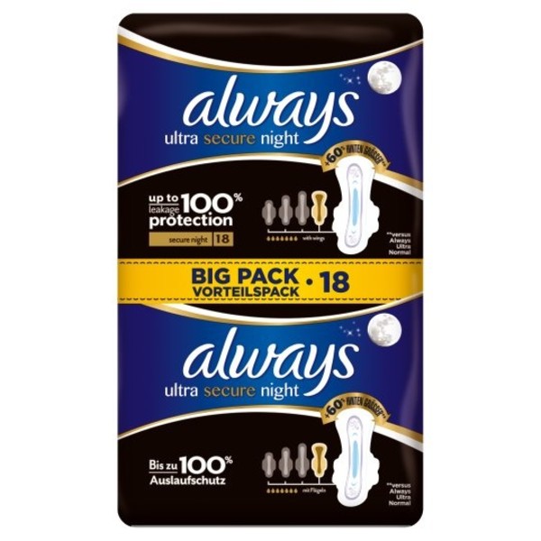 Always Ultra Secure Night Pads with Wings